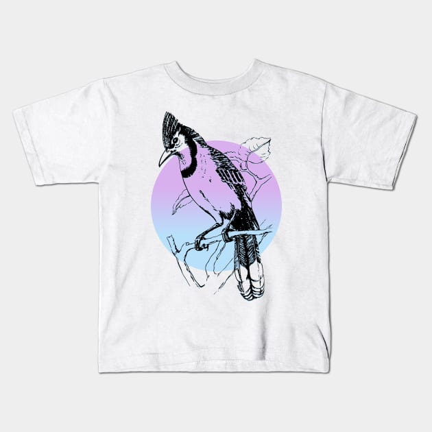 Blue Jay bird Kids T-Shirt by cecatto1994